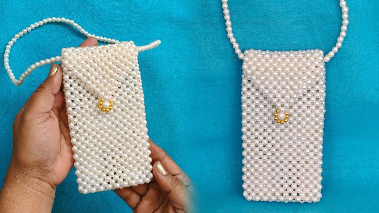 DIY Pearl Handbag | Purse Making at home | How to Make a Beaded Phone pouch | Mobile Case | Bead Bag
