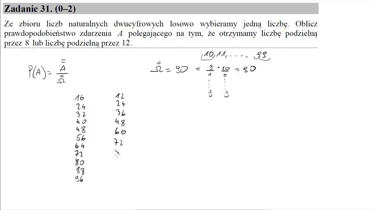 Matura czerwiec 2015 zadanie 31 Ze zbioru liczb naturalnych dwucyfrowych losowo wybieramy jedną