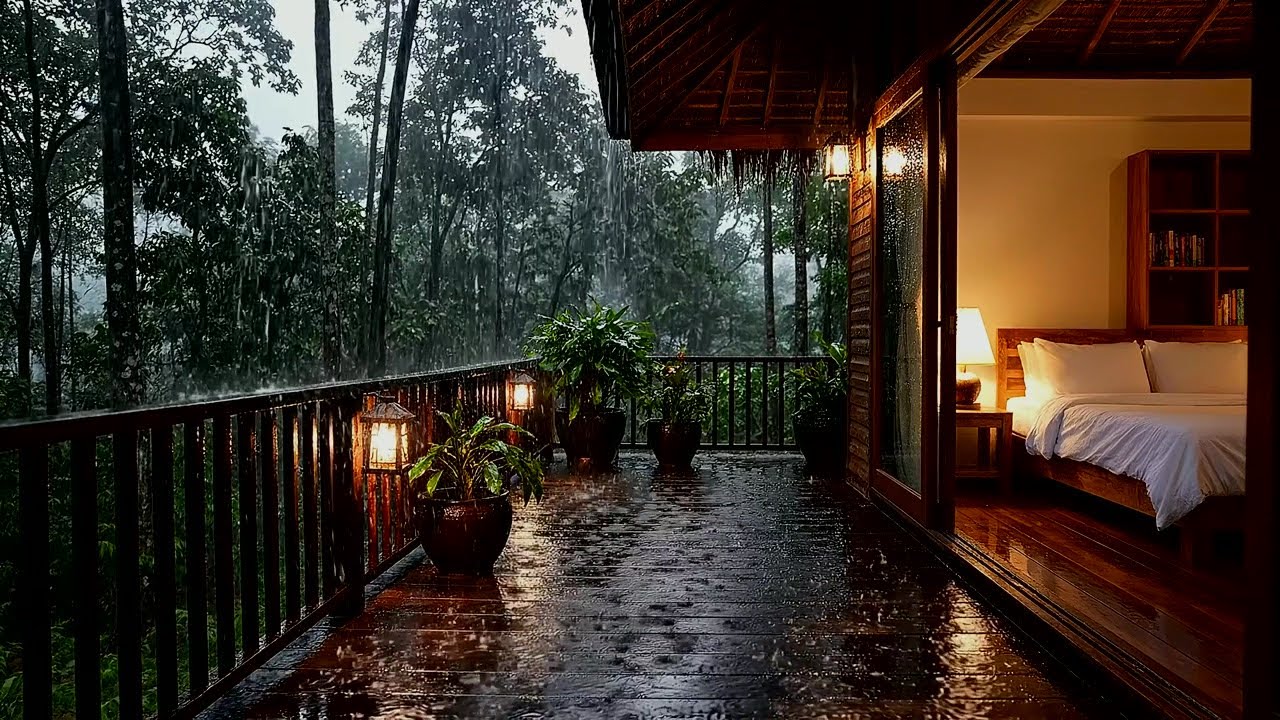 Gentle Night Rain Sounds for Sleep, Anxiety Relief and Deep Relaxation - Balcony Rain