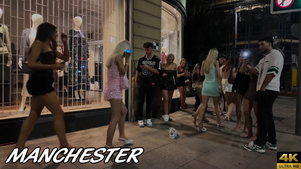 Manchester After Dark – Beautiful Girls, Bright Lights & Wild Street Energy | Night Street Walk 4K