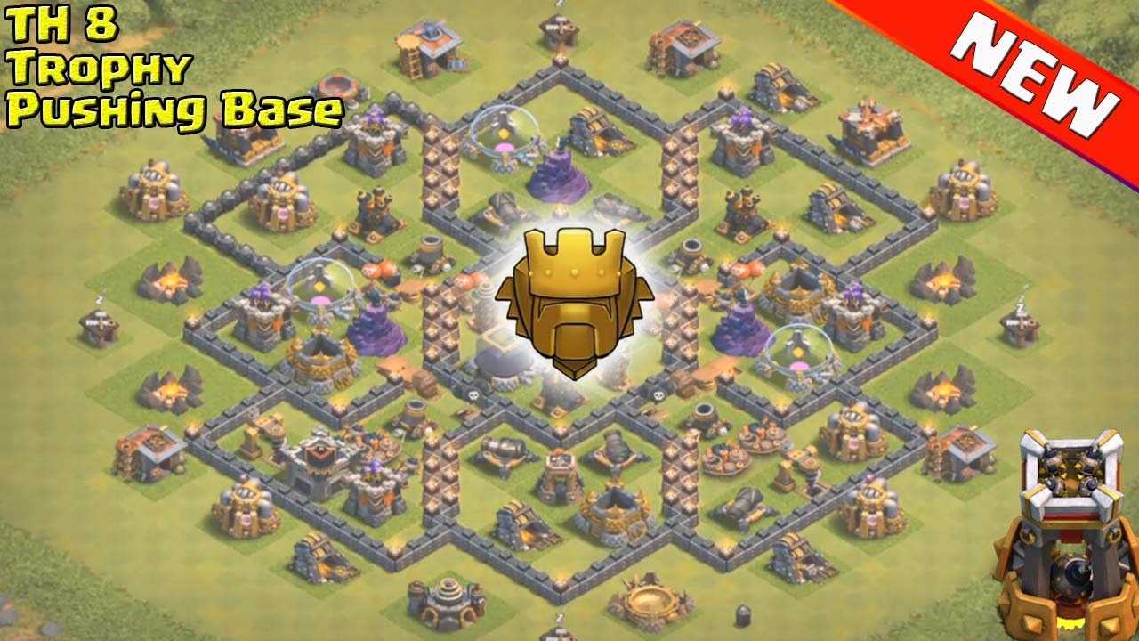 NEW BEST TH8 Trophy Base &diams; TH8 Trophy Pushing Base with Bomb Tower &diams; Clash of Clans 2016 Update!