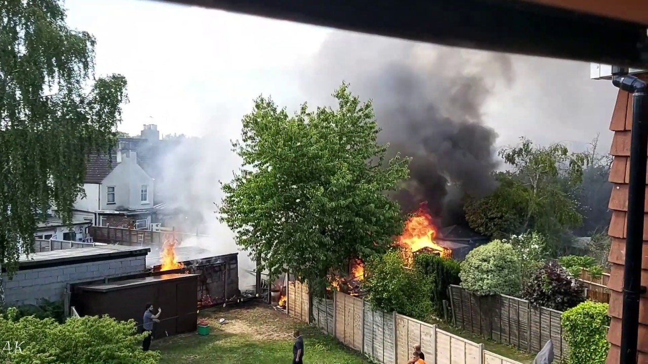 Breaking news - Woking England back garden fire