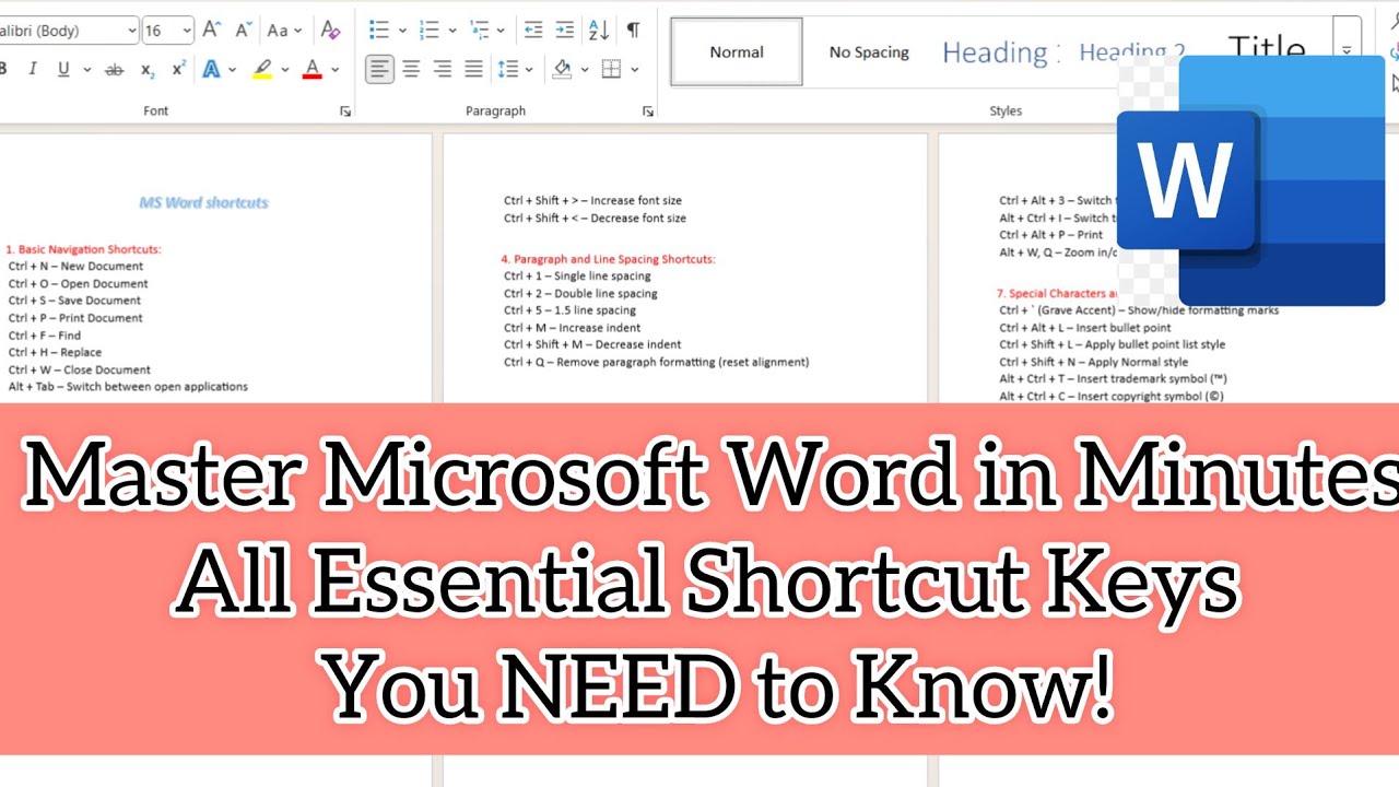 Master Microsoft Word in Minutes | Essential Shortcut Keys You NEED to Know 