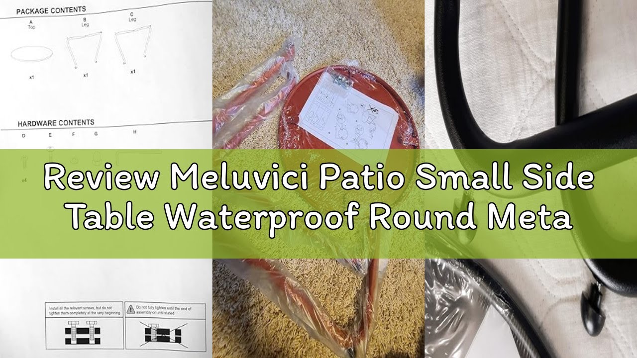 Review Meluvici Patio Small Side Table Waterproof Round Metal Steel Weather Resistant Portable Outdo