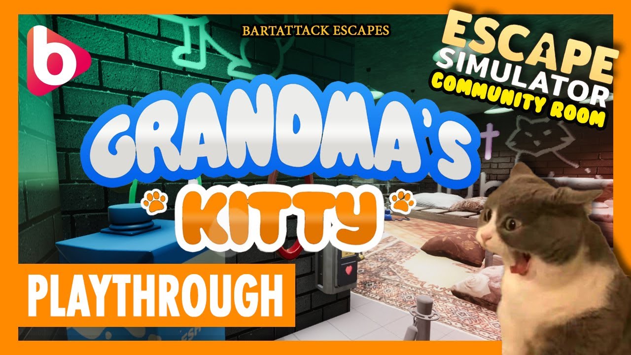 ESCAPE SIMULATOR: GRANDMA'S KITTY | full walkthrough  |  A fun community room