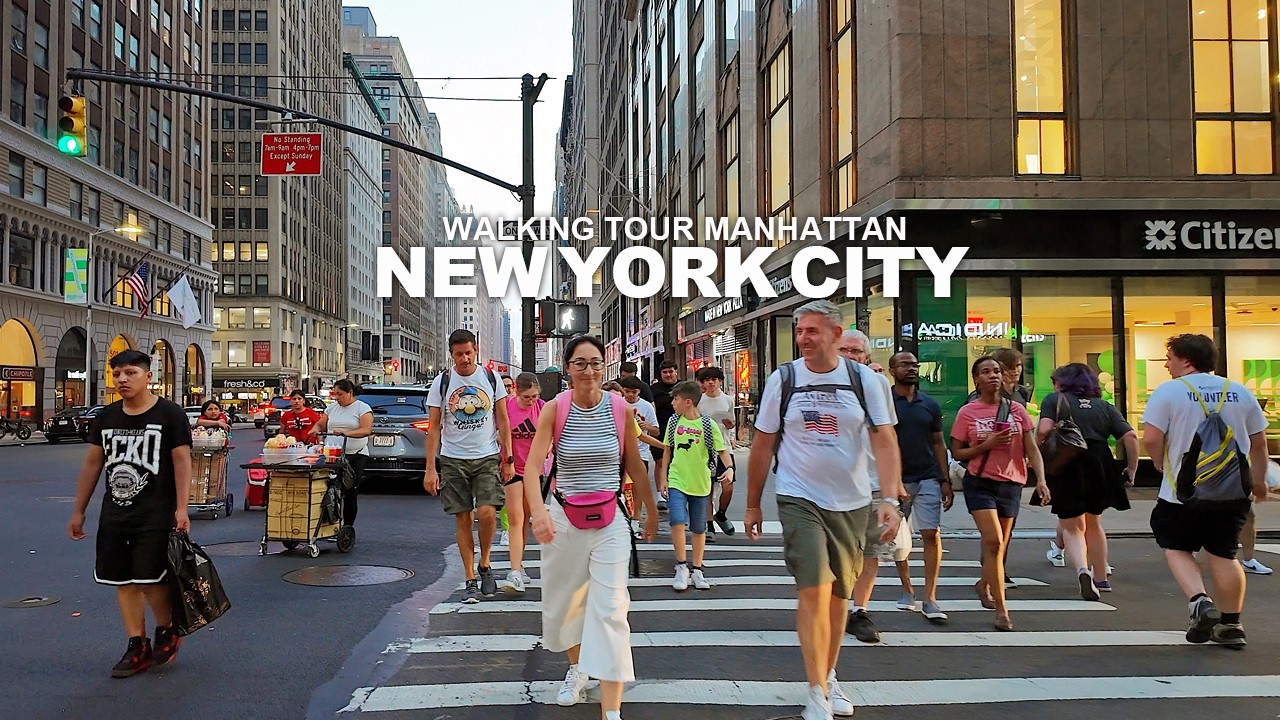 NEW YORK CITY WALKING TOUR MANHATTAN 5th Avenue, Bryant Park, 6th Avenue, Broadway, Madison Square
