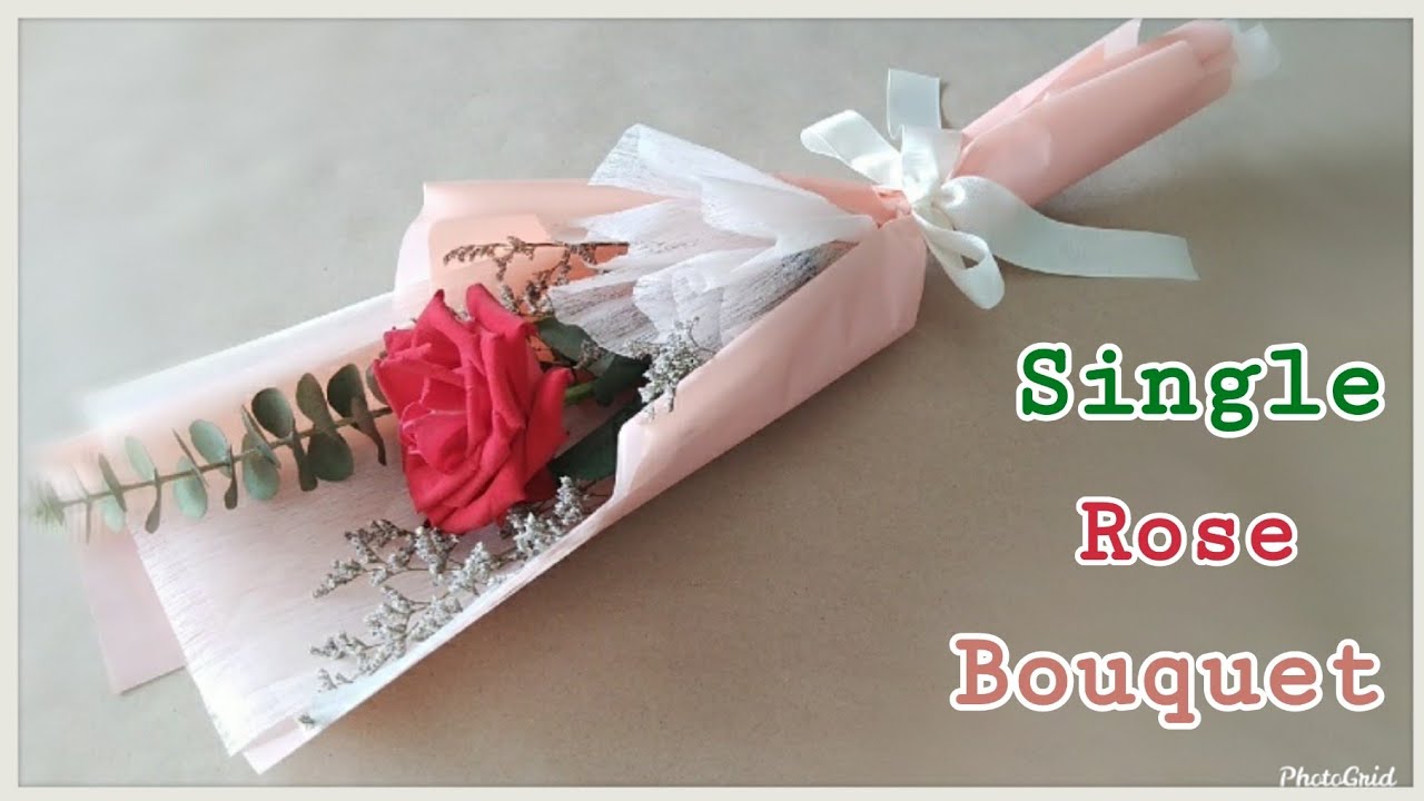 Single Rose Bouquet Ep.4 /วิธีทำช่อกุหลาบดอกเดียว แบบที่ 4