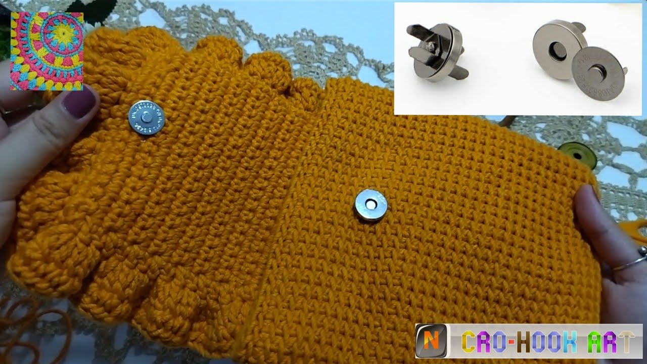 كروشيه طريقة تركيب الكلبس المغناطيس | Crochet how to install magnetic snaps to your bag