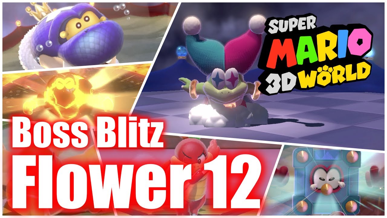 Super Mario 3D World - World Flower 12 - Boss Blitz - All Stars 100% Gameplay Walkthrough