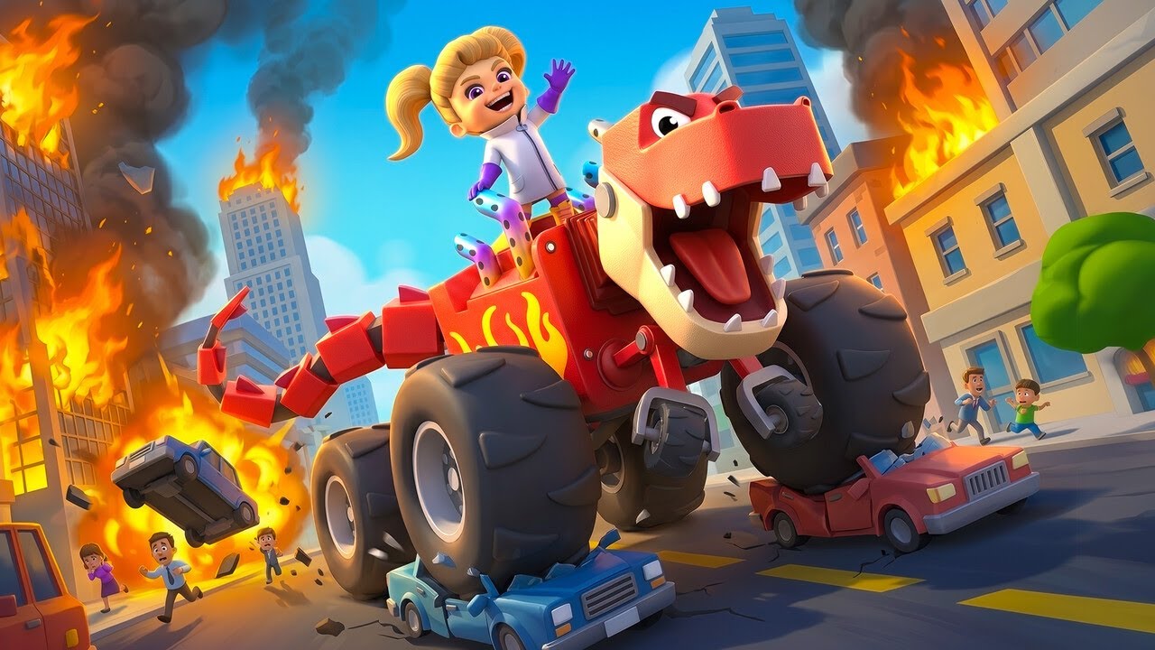 ¡El CAMIÓN T-REX MALVADO causa caos en Animaciudad! ¡Ayuda Equipo de Rescate! | Equipo de Rescate