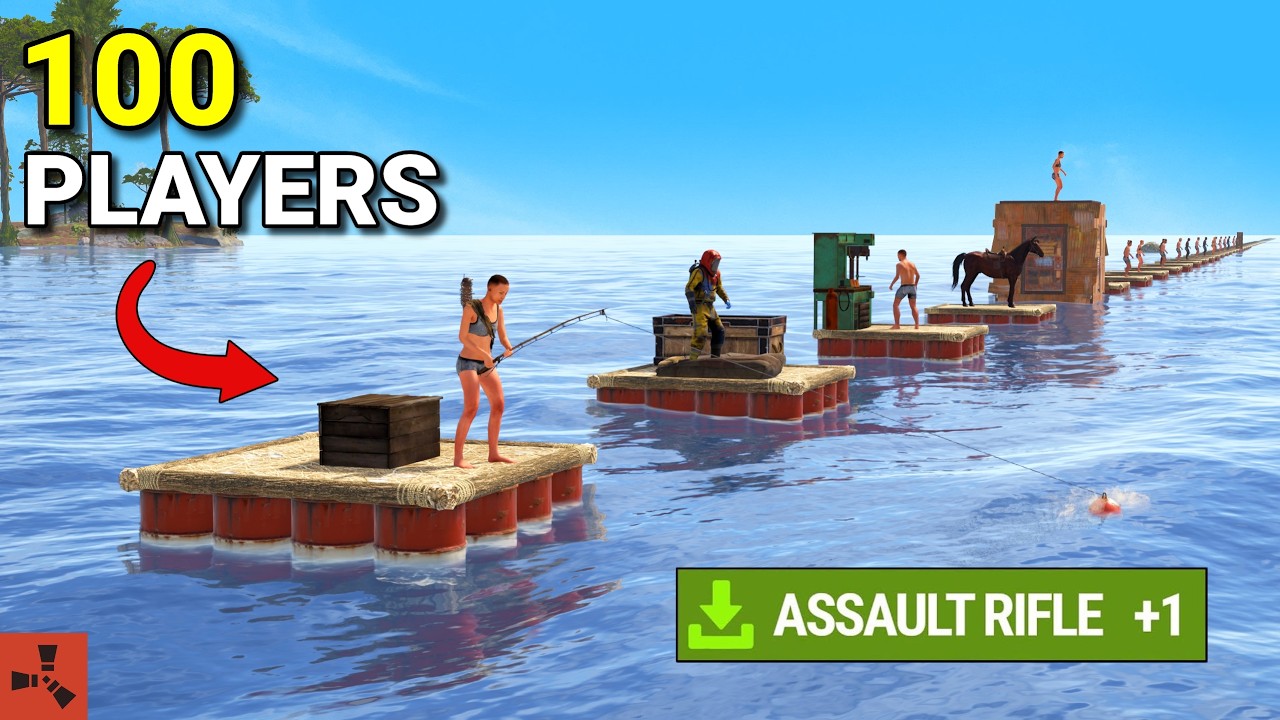 I Gave 100 Rust Players Their Own Rafts - Random Items