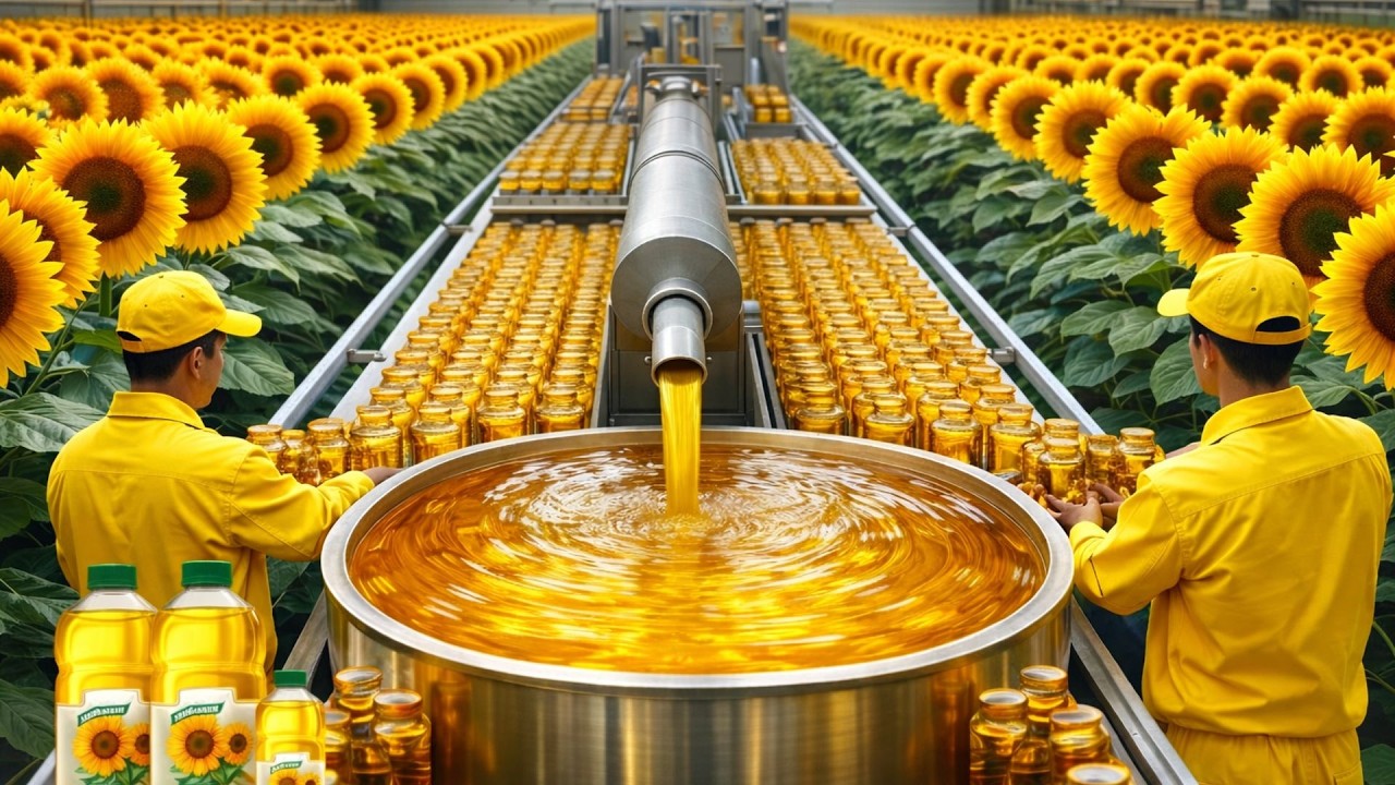 Inside the Giant Sunflower Oil Factory – How Millions of Liters Are Produced Every Day!