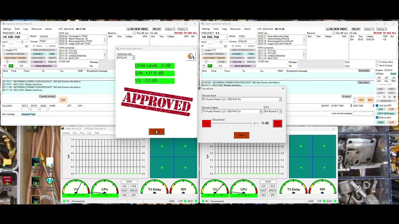 VARA FM tabletop tests on 144MHz 4.3.2023