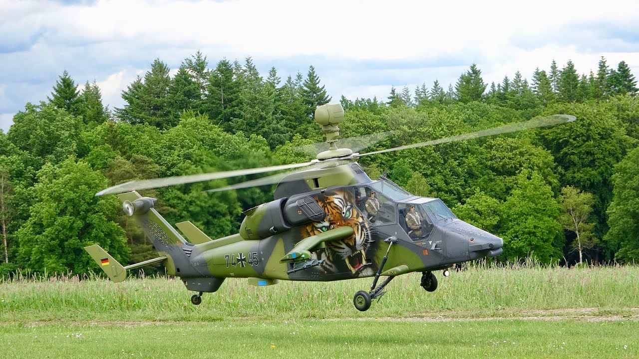 Dennis Engel flies the Eurocopter Tiger from Helifacroty for the very first time