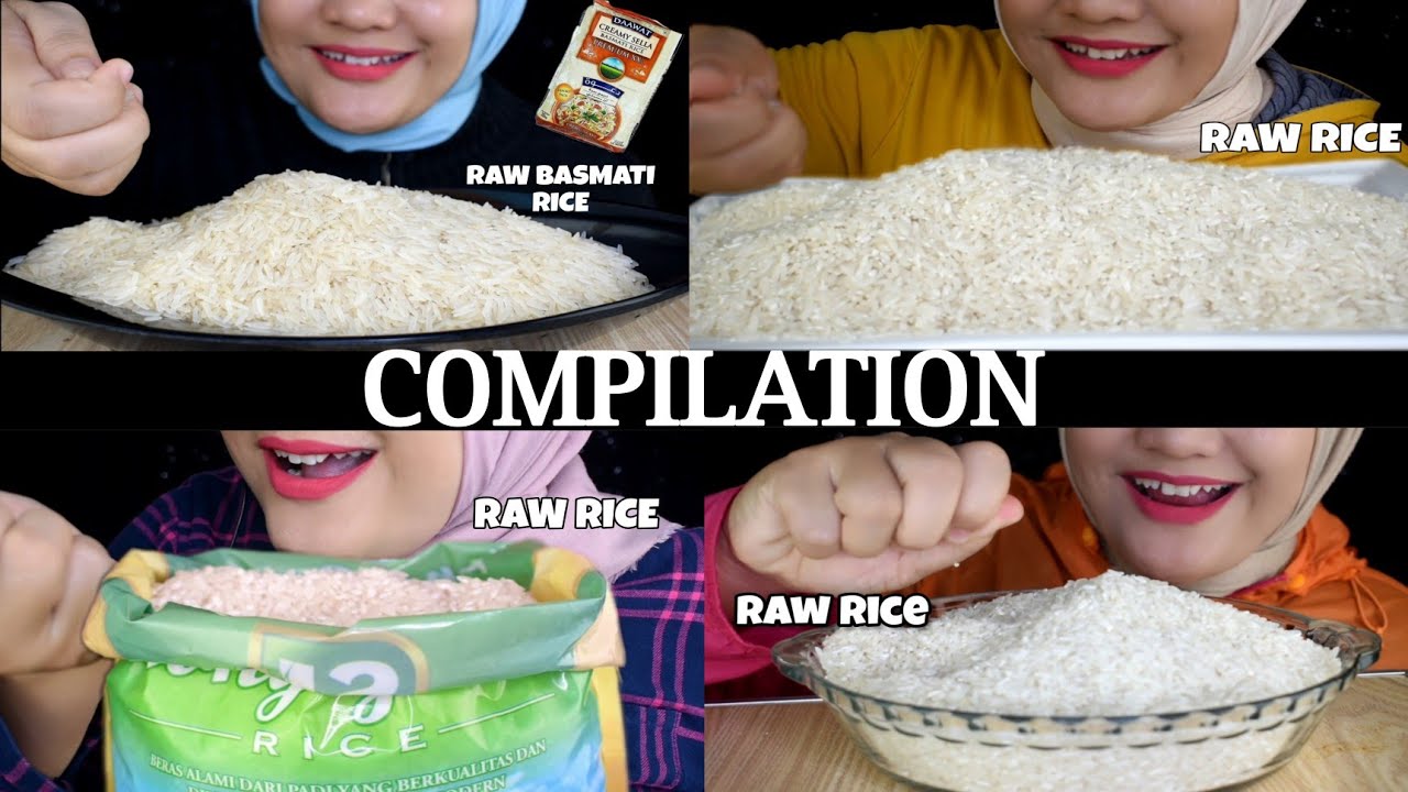 ASMR RAW RICE EATING || COMPILATION RAW RICE EATING || MAKAN BERAS MENTAH
