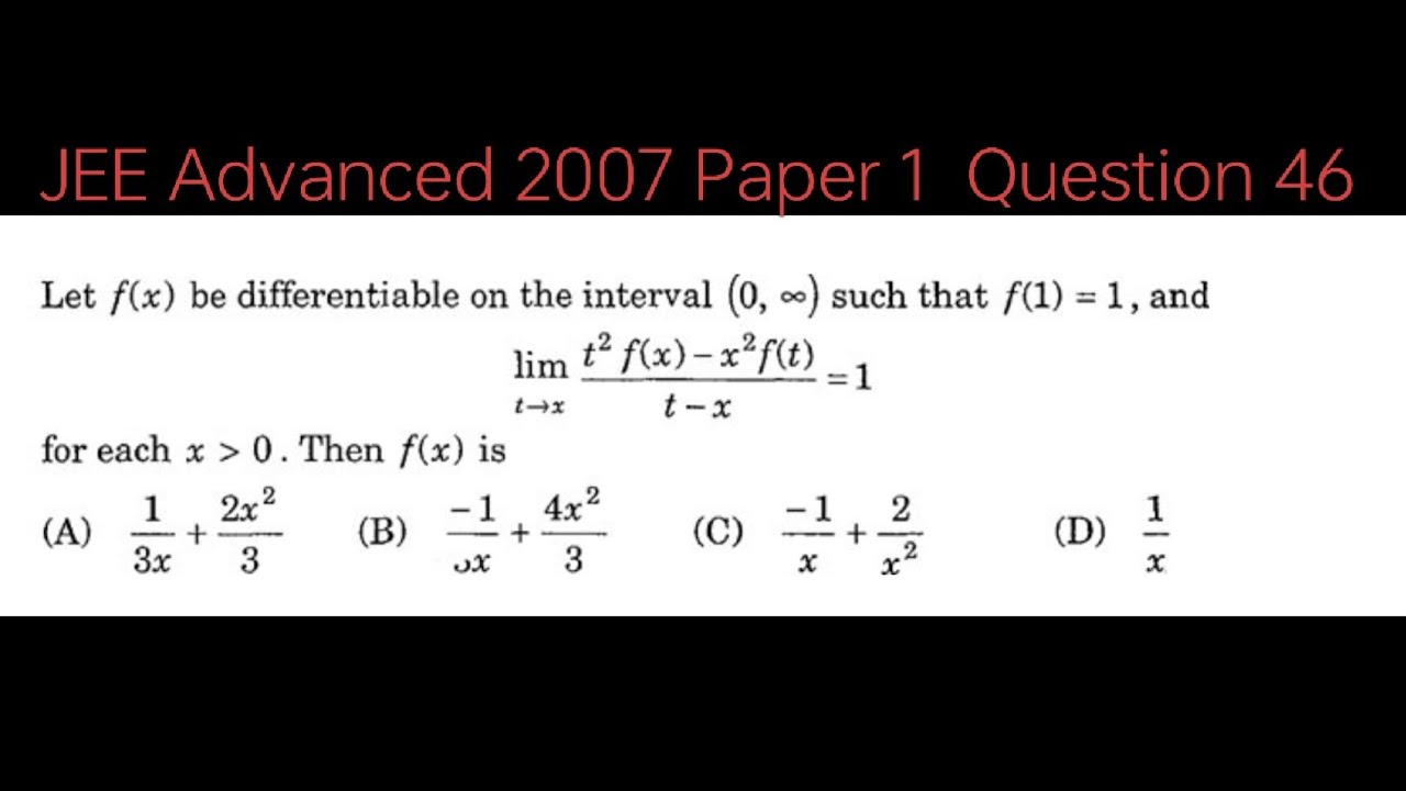 JEE Advanced 2007 Paper 1  Question 46 | Complete Solution | IIT JEE Advanced Maths PYQ #jee2007 