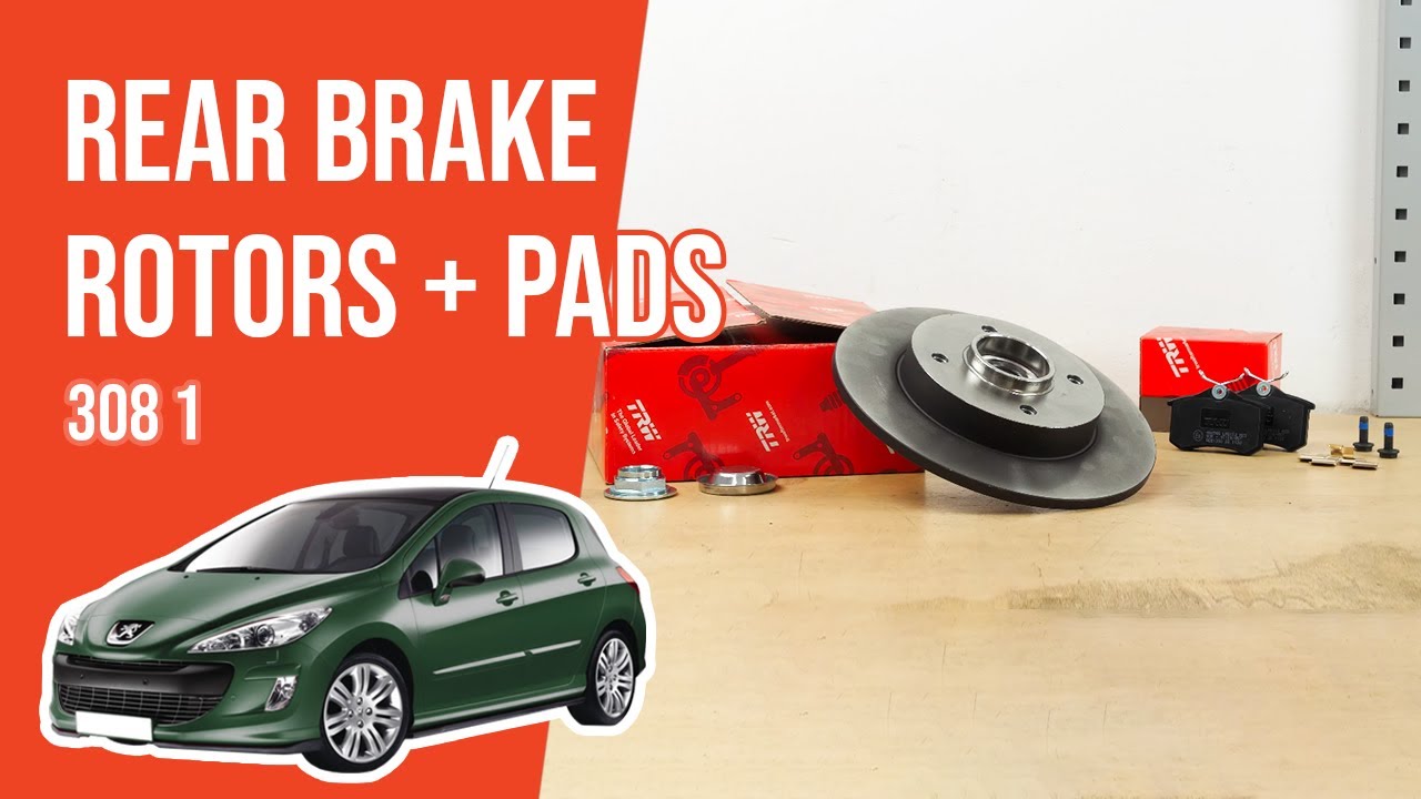 How to replace the rear brake rotors and pads Peugeot 308 mk1 🚗
