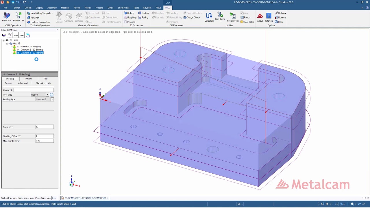 Fikus Plus: Programming a Mill2D part using the Feature Recognition