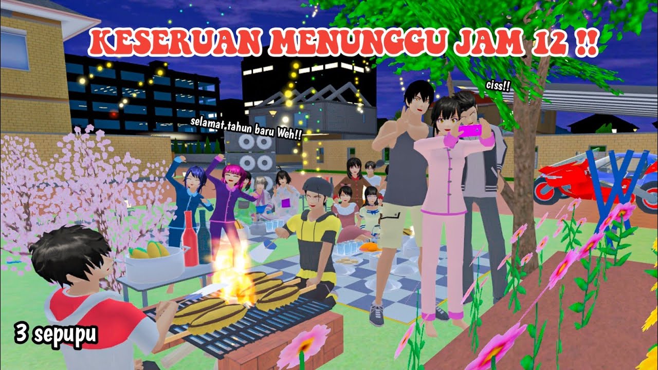 KESERUAN MENUNGGU JAM 12 || 3 SEPUPU || DRAMA SAKURA SCHOOL SIMULATOR ||