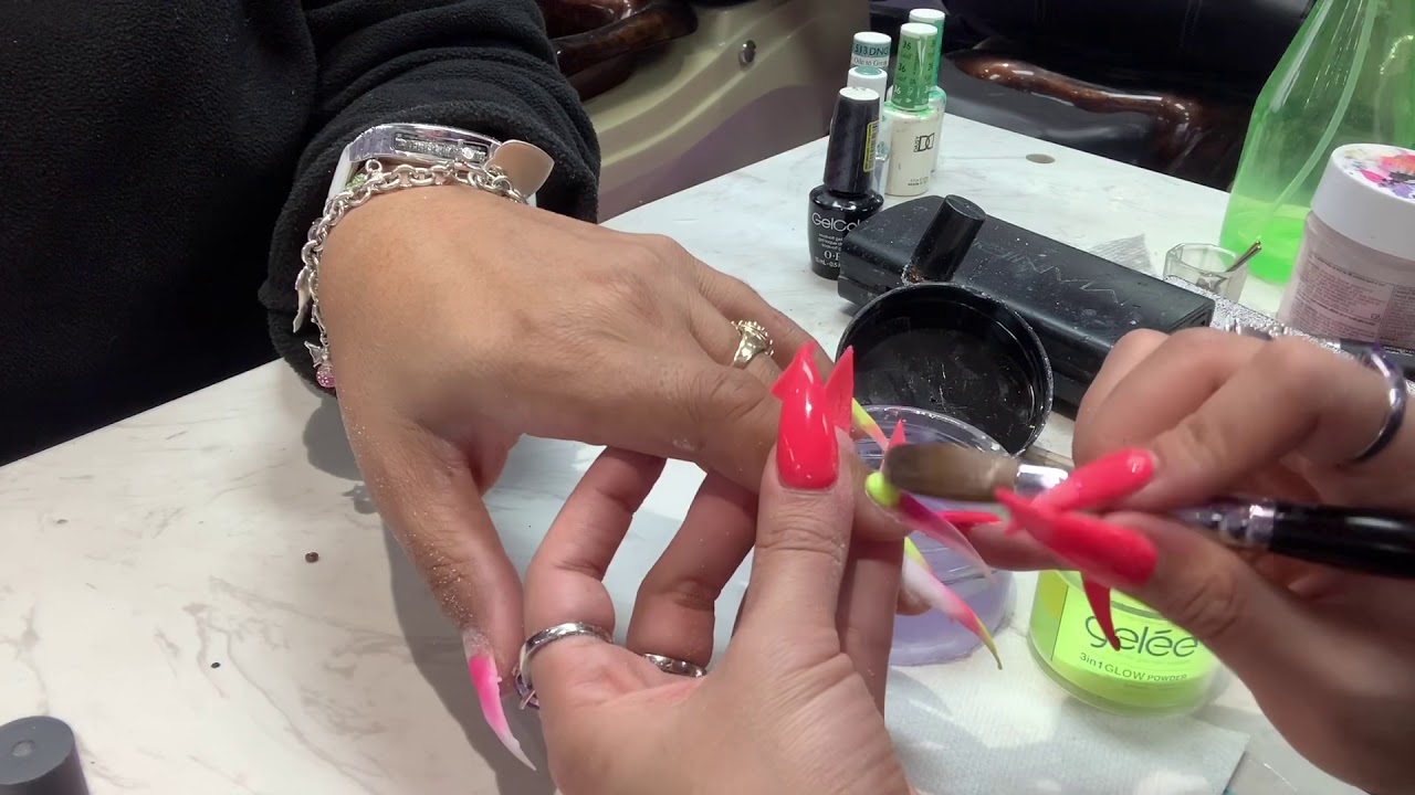 Multi color ombré and Swarovski stones application tutorial with lovely Mimi