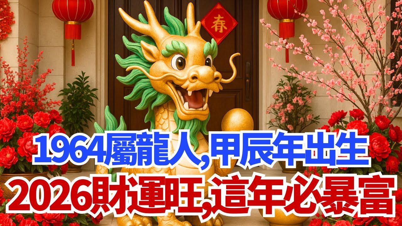 1964年屬龍人，甲辰年出生！2026年你財運旺，這一年必暴富！必看，要接財！#屬龍 #1964年屬龍 #2026運勢 #2026屬龍運勢 #甲辰龍 #屬龍財運 #2026財運 #偏財 #丙午年