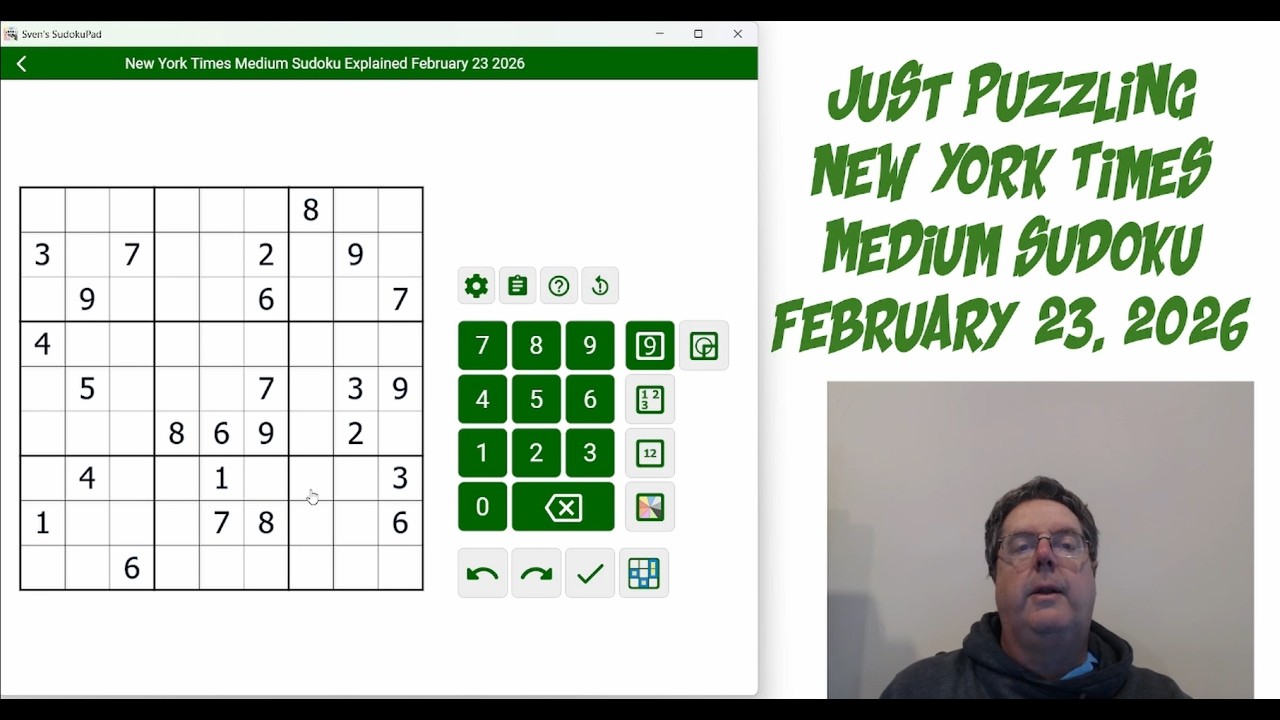 New York Times Medium Sudoku February 23 2026
