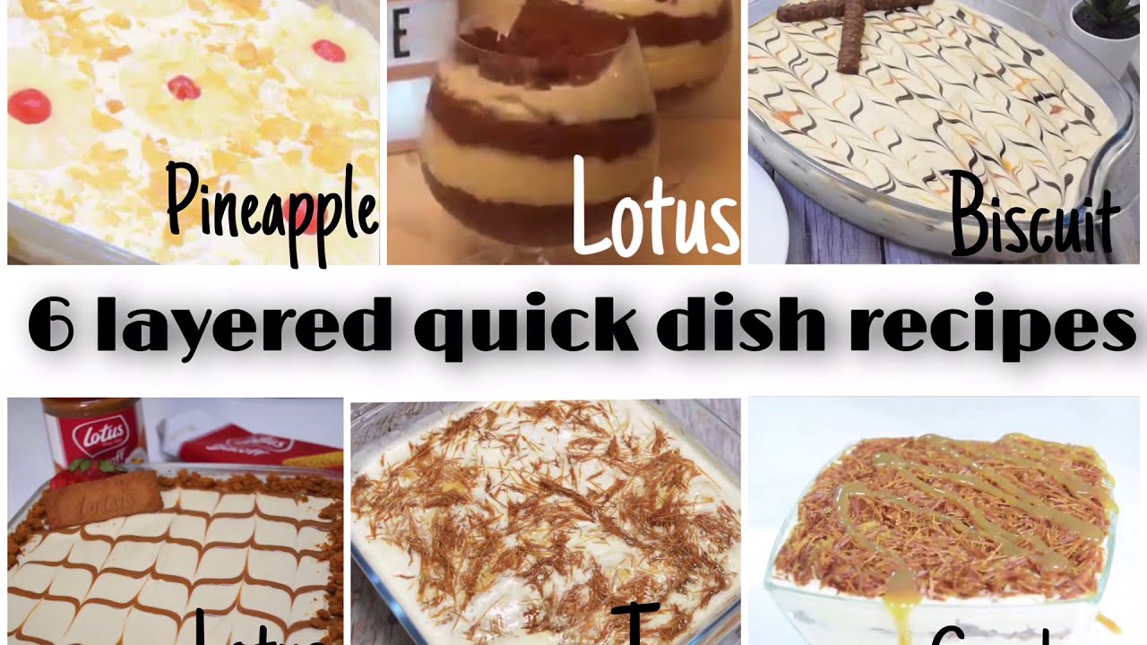 6 Easy No Bake Layered Dish recipes | Dessert ideas for parties using biscuits/bread