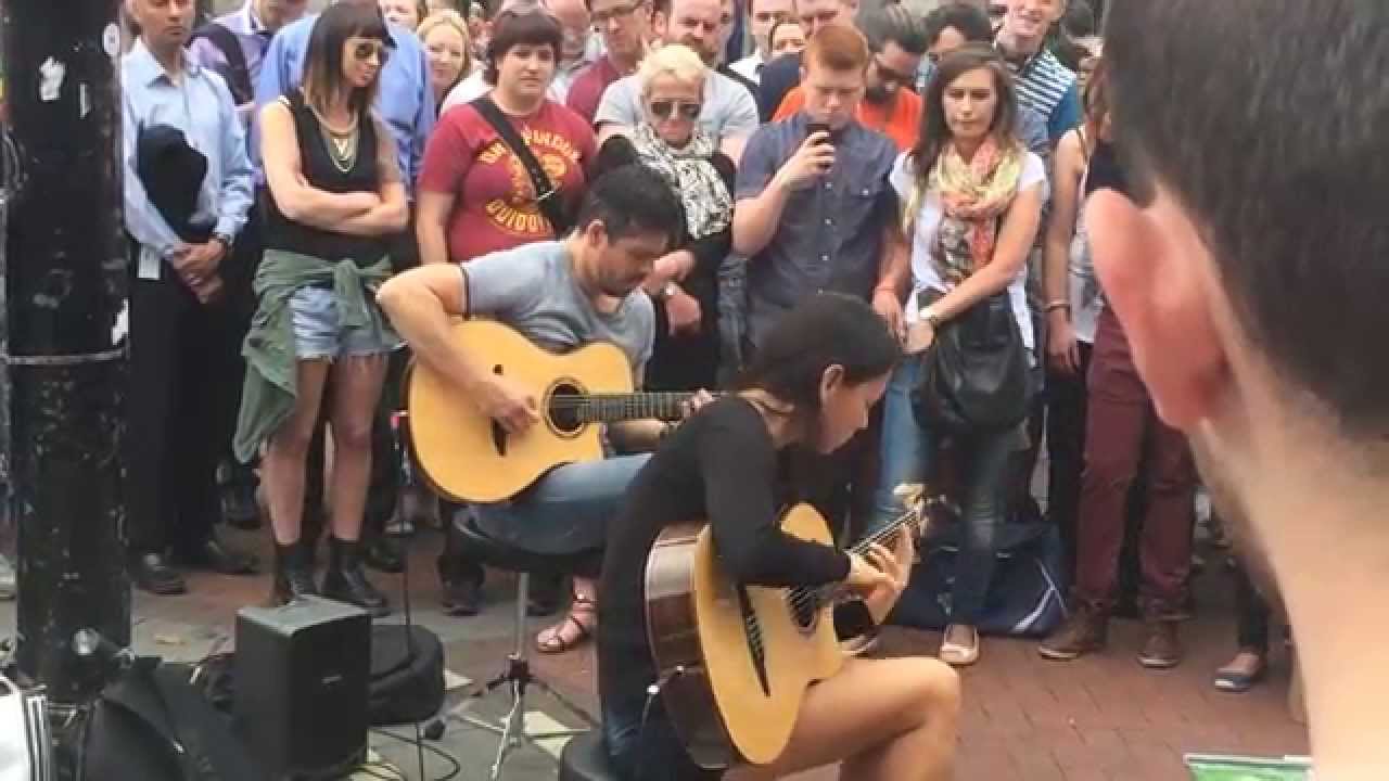 Rodrigo y Gabriela busking on Grafton Street, Dublin, Ireland