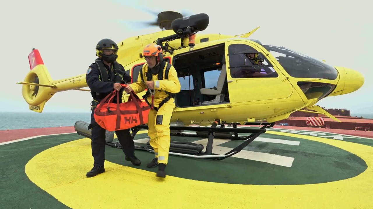 NHV's Airbus H145 takes off Rotterdam to transfer two ship pilots to bulk carrier on the Nord Sea