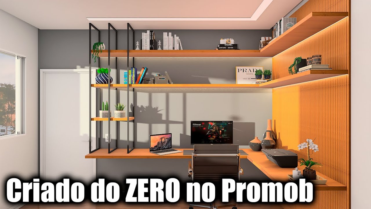 Projeto de Escritório Projetado do Zero no Promob Passo a Passo | Curso Promob em Casa