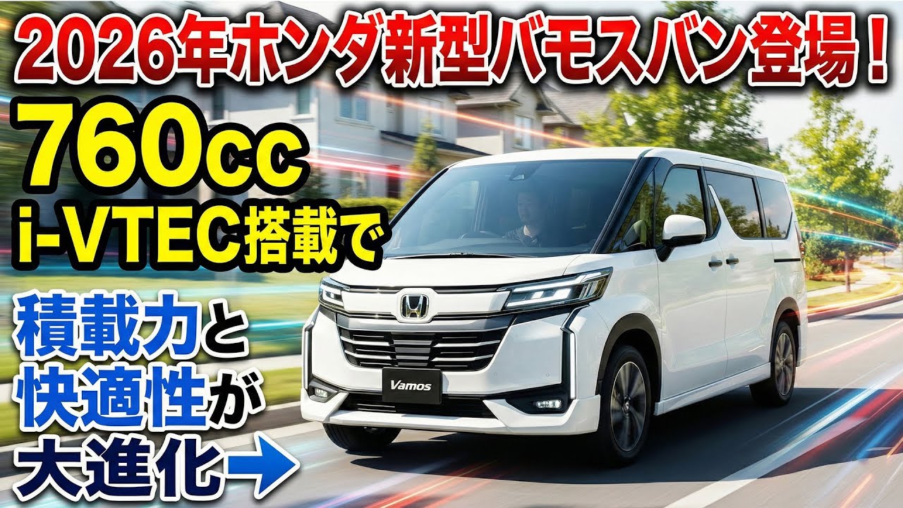 2026年ホンダ新型バモスバン登場！760cc i-VTEC搭載で積載力と快適性が大進化