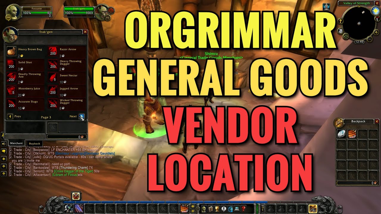 Orgrimmar General Goods Vendor Location - WoW Classic