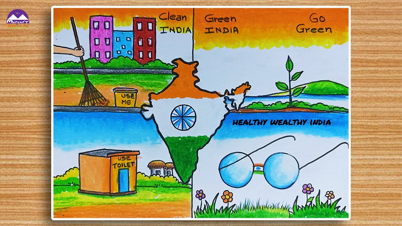 Swachh bharat abhiyan poster drawing