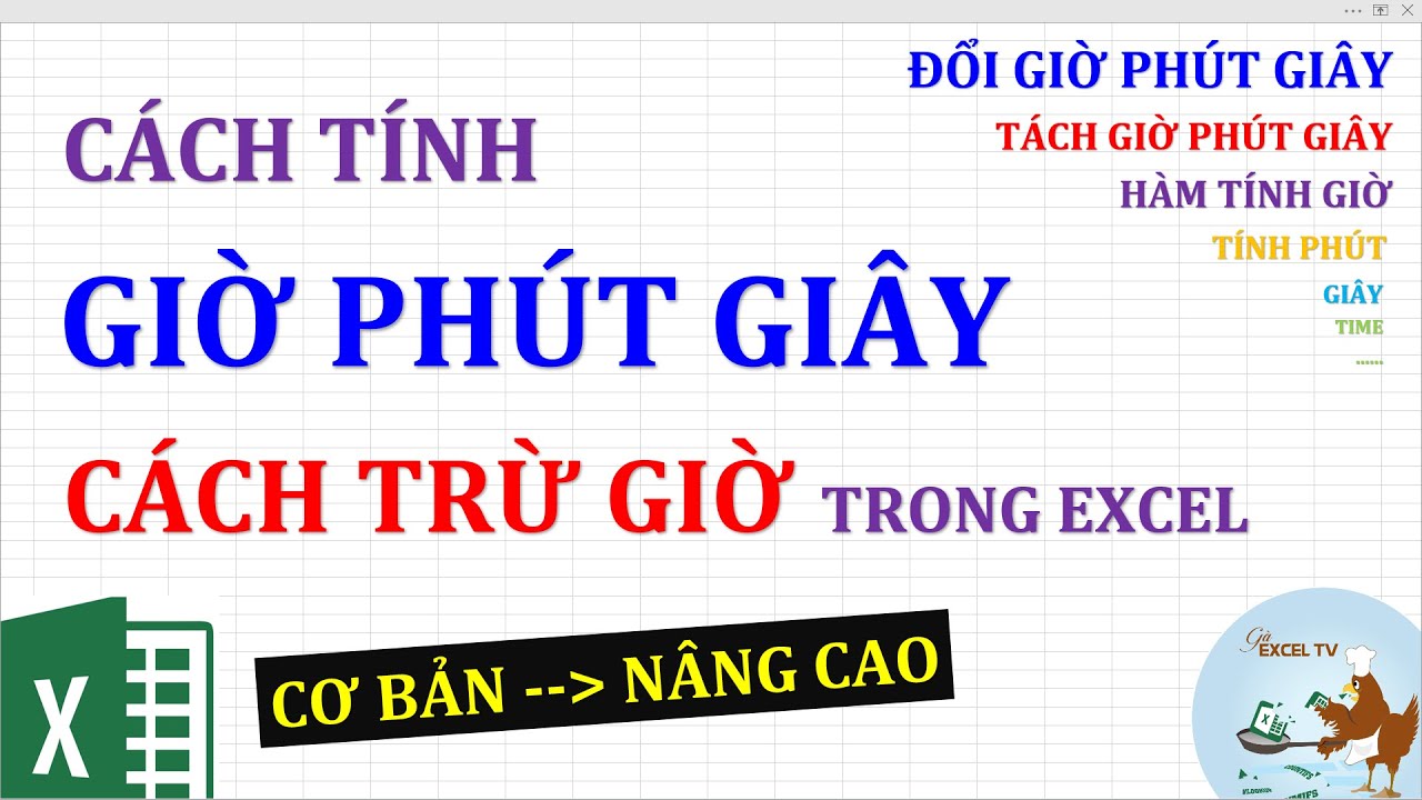 Cách tính thời gian giờ phút giây | cách trừ giờ trong Excel