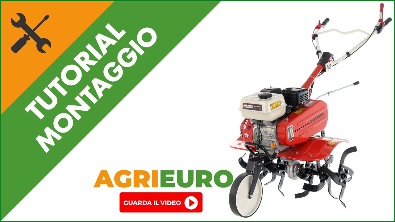 Motozappa a benzina GeoTech PGT680: come montare la zappatrice con fresa registrabile.