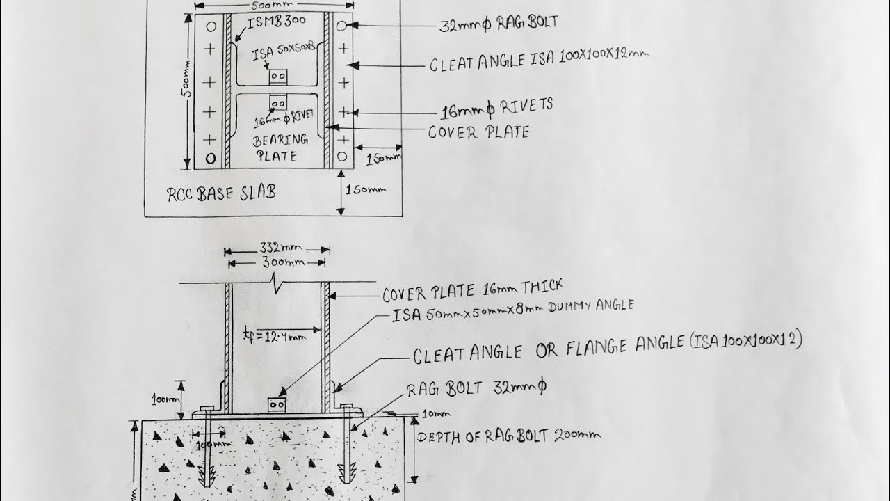 Steel Column Base Drawing | Slab Base Drawing | Column Base