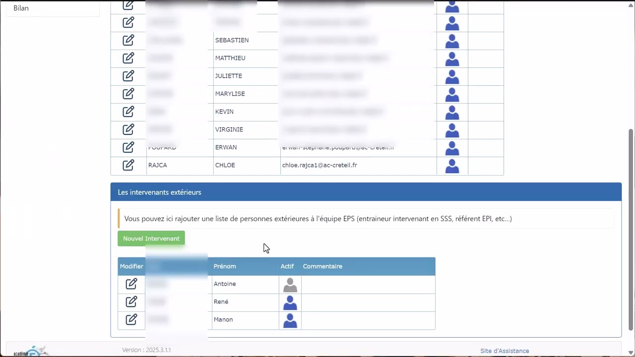 [tuto iPackEPS] interface Professeur - Gestion de l’ÉquipeEPS