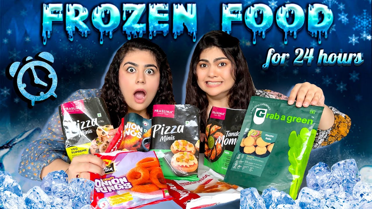 Unseen, Untried Frozen Food for 24 hours Food Challenge ft. Thakur Sisters 