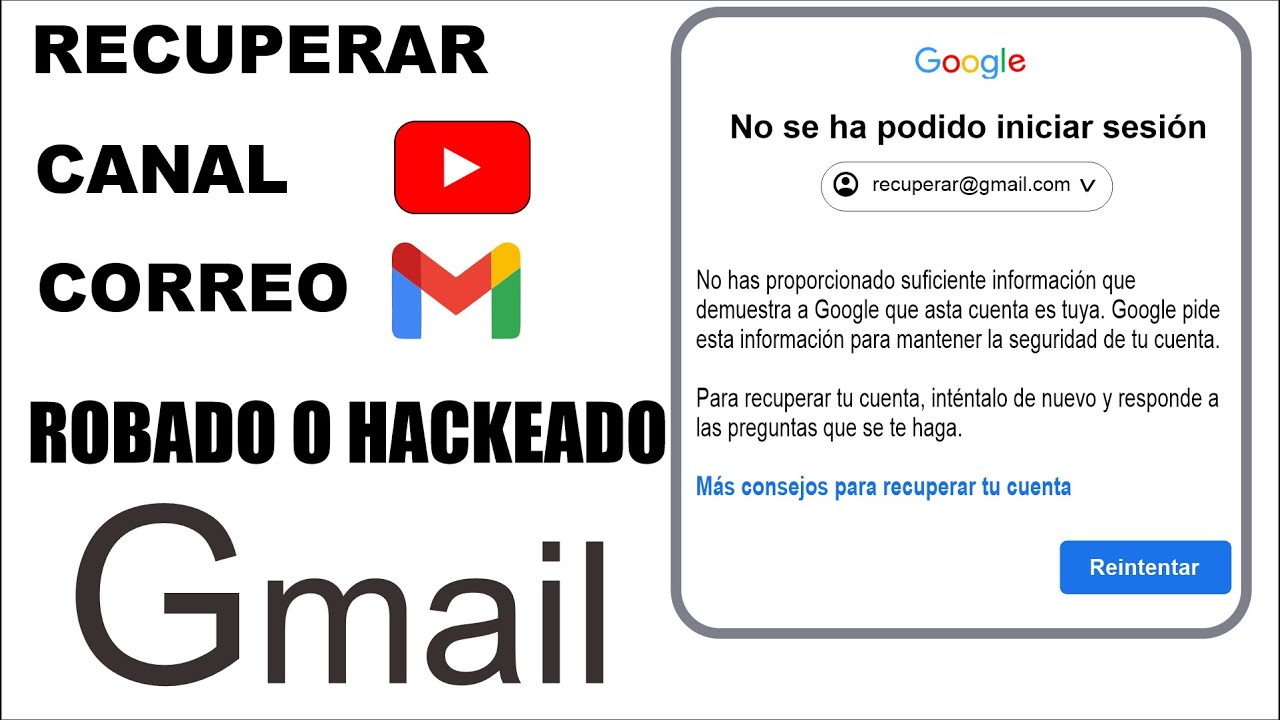 Como Recuperar Una Cuenta De Gmail Hackeada o Robada  👉 RECUPERA TU CANAL Y CORREO ✅ SOLUCIÓN
