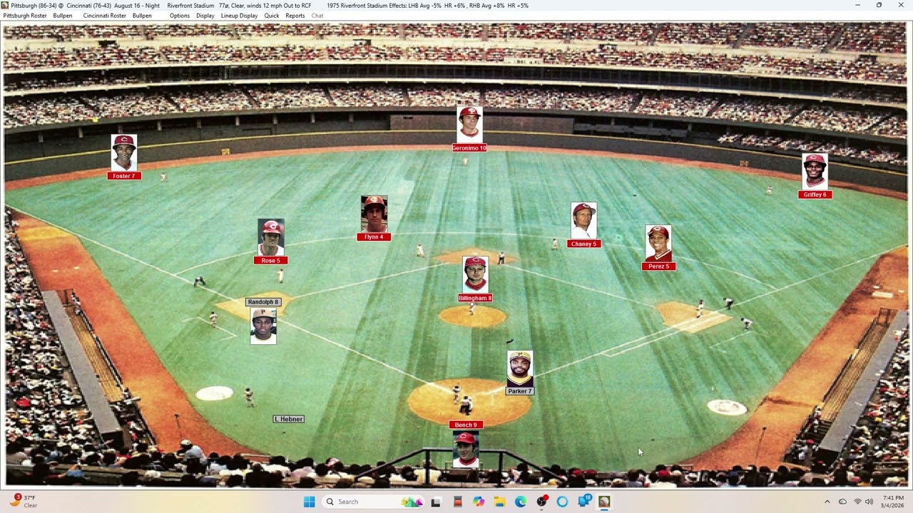 Action PC Baseball 8-16-75 Pittsburgh at Cincinnati