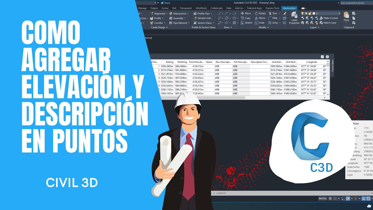 COMO AGREGAR ELEVACI&Oacute;N Y DESCRIPCI&Oacute;N EN PUNTOS CIVIL 3D