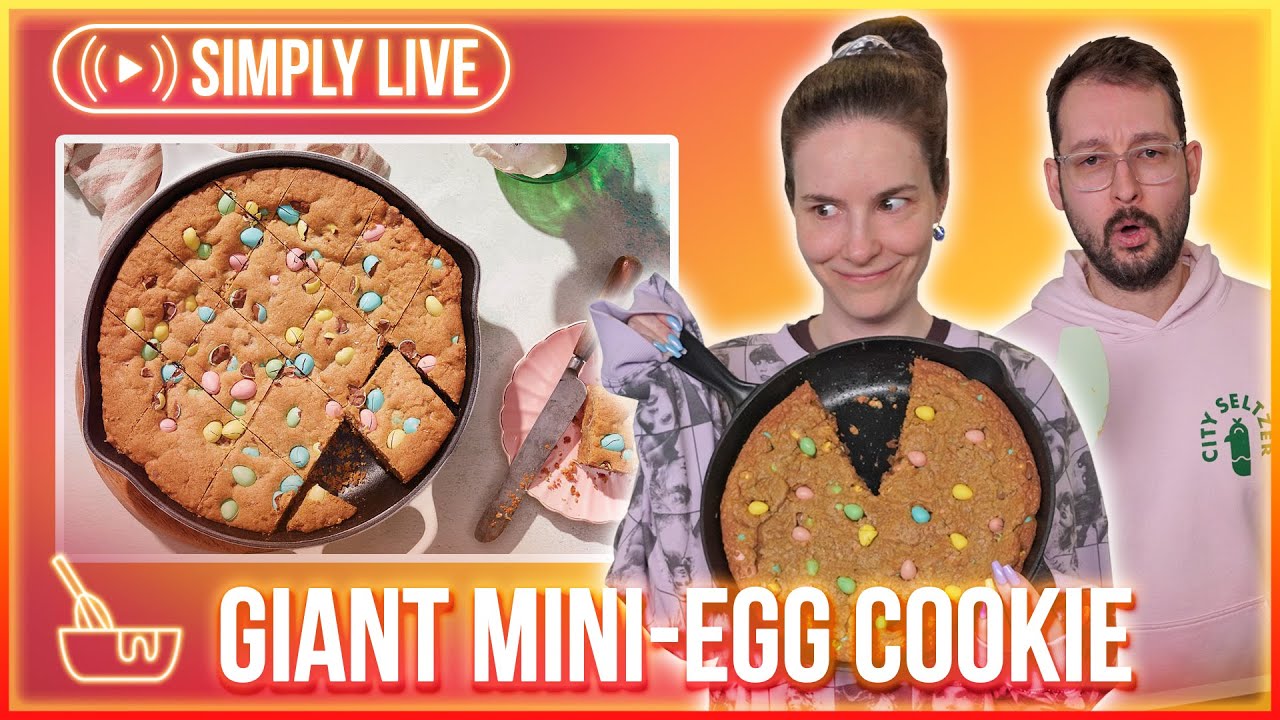 Giant Mini-Egg Cookie Chaotic Creation 🔴LIVE - Simplybakelogical