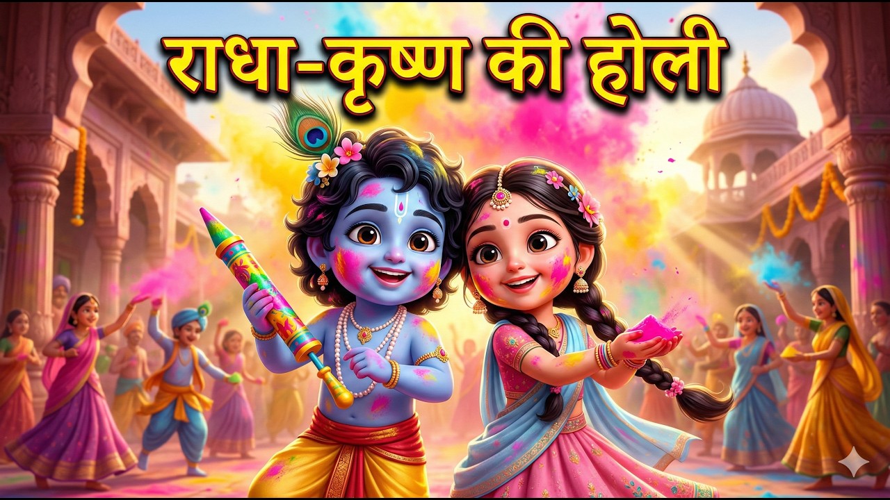 Radha Krishna Holi Story in Hindi | Divine Holi of Braj | Kids Devotional Stories | ToyStars
