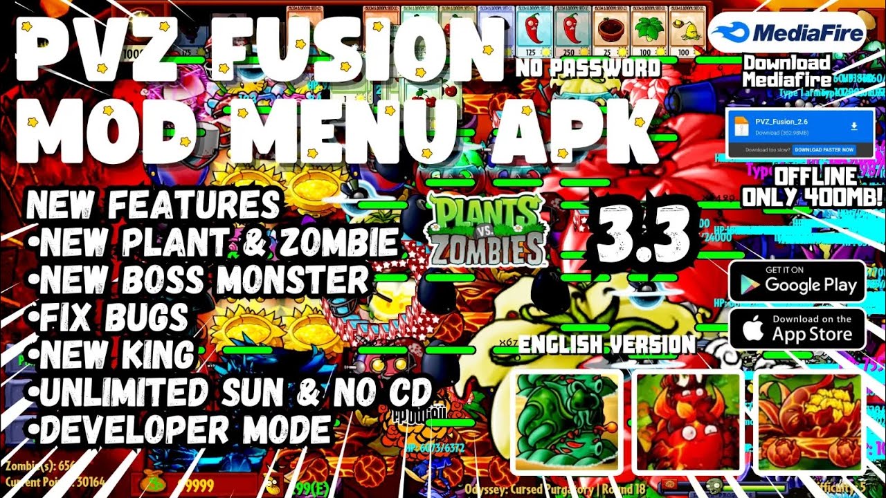 UPDATE!!! PVZ FUSION 3.3 MOD MENU VERSION 2026 - ENGLISH VERSION, V3.3 !!!