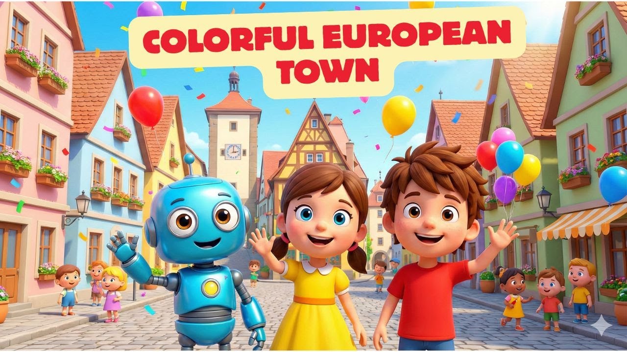 Little Europe Kids | Rob, Tina & Max Adventure in Colourful European Town | 3RD Cartoon for Kids