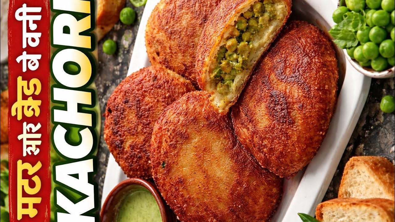 #pure veg without onion garlic matar aur bread se bani crispy kachori