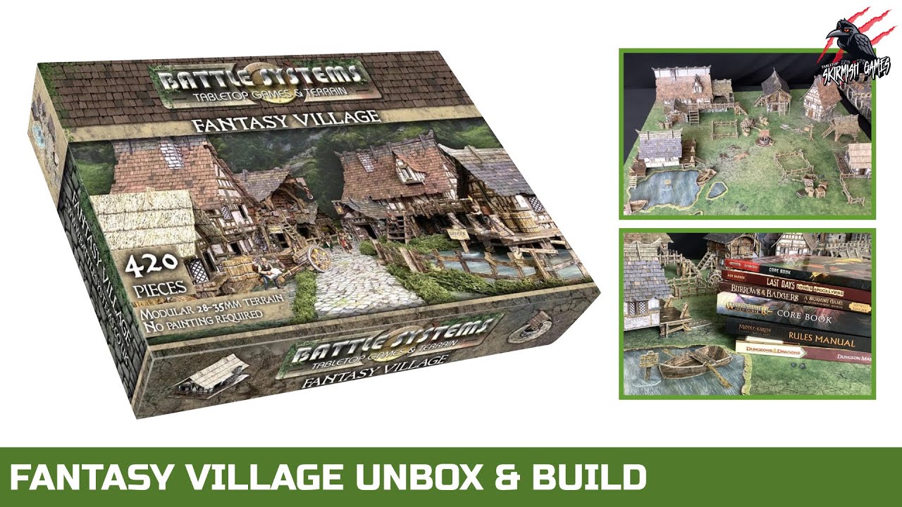 FANTASY VILLAGE TERRAIN SET BATTLE SYSTEMS Unboxing Review & Build - Warcry D&D Burrows & Badgers