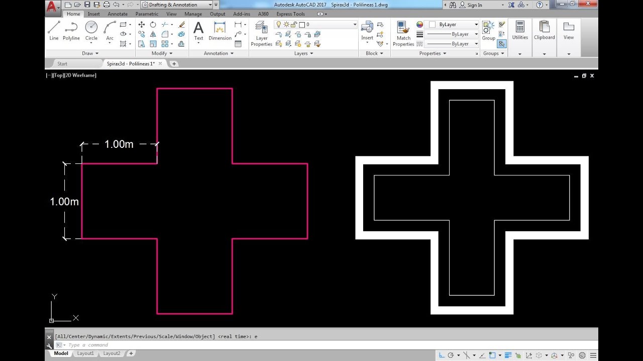 Polilínea Polyline 2d 1 Autocad