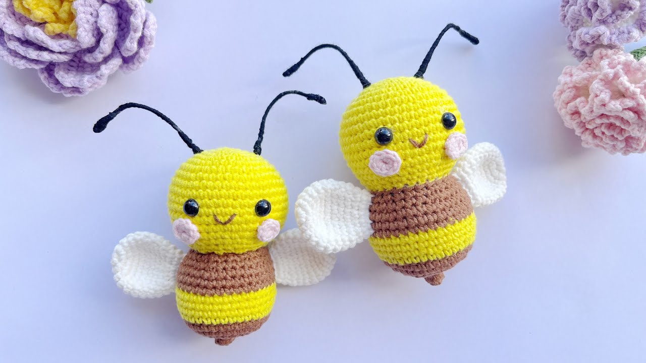 【CC English Subtitles】鉤針蜜蜂玩偶教程 简单新手入门Crochet Amigurumi Cute Bee  Crochet Tutorial Easy& Simple