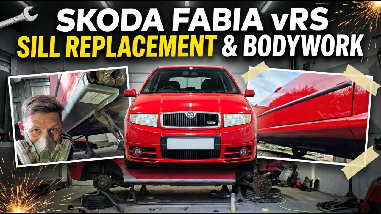 Замена порога Skoda Fabia VRS, ремонт ржавчины. Установка новых порогов и замена крыльев.